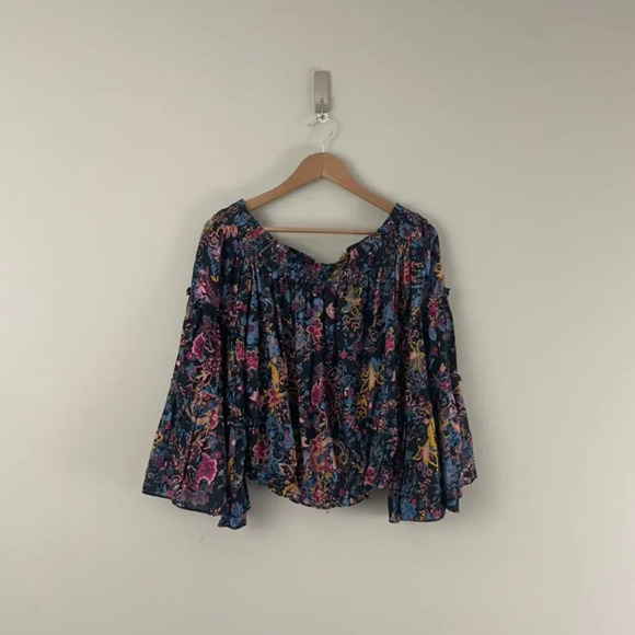 Free People Free Spirit Off The Shoulder Top in Floral Multi Size Small - Picture 1 of 6